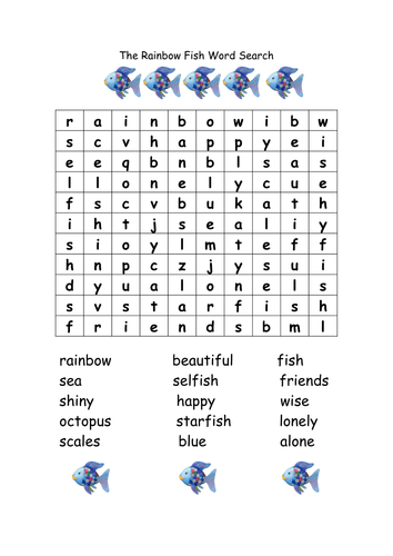 rainbow fish word search