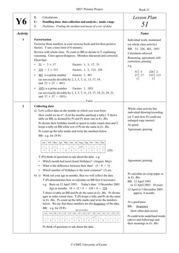 Yr 6 Data : Lesson 51