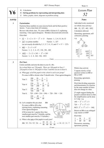 Yr 6 Data : Lesson 52