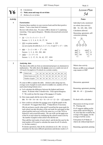 Yr 6 Data : Lesson 54
