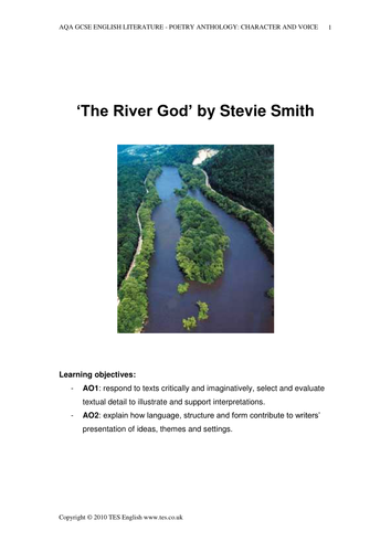 'The River God' by Stevie Smith Teaching Resources