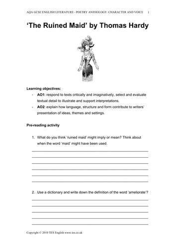 'The Ruined Maid' Thomas Hardy Teaching Resources