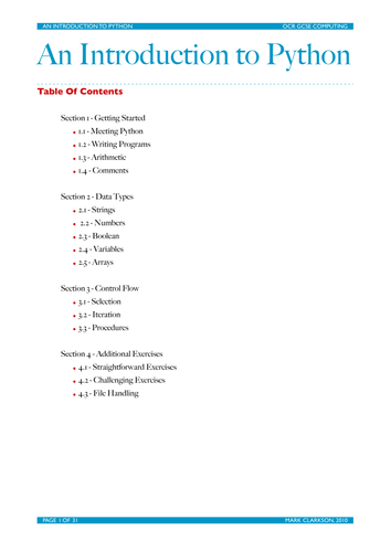 Introduction to Python - A Textbook for GCSE