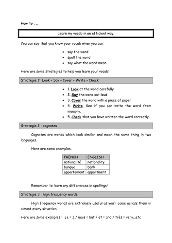 Strategies for learning vocab