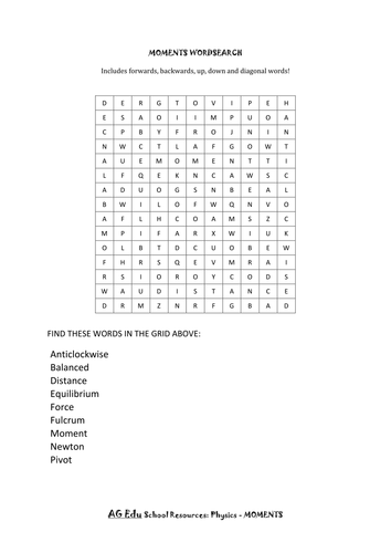 Moments Wordsearch