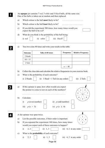 Yr 6 Probability : Lesson 58 | Teaching Resources