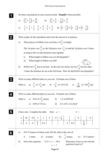 Yr 6 Fractions : Lesson 67