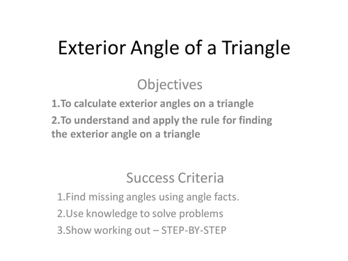 Exterior Angle Of A Triangle By Robershe Teaching Resources