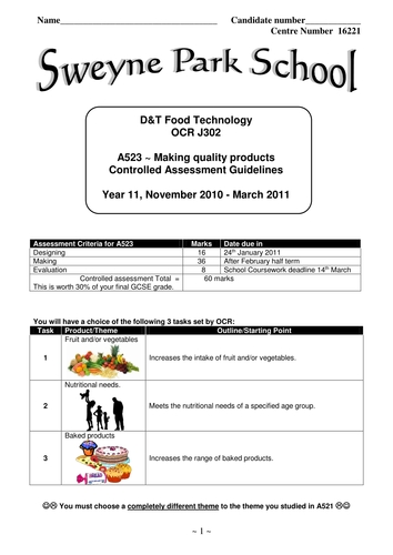 Controlled Assessment Guidelines OCR J302  A523