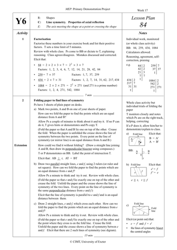 Yr 6 Shape : Lesson 84
