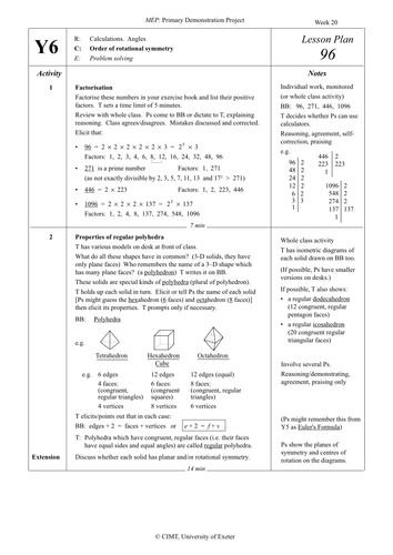 Yr 6 Shape : Lesson 96