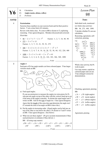 Yr 6 Angles : Lesson 98