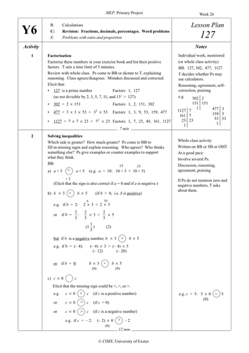 Yr 6 Fractions and decimals : Lesson 127