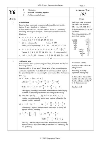 Yr 6 Calculations : Lesson 162