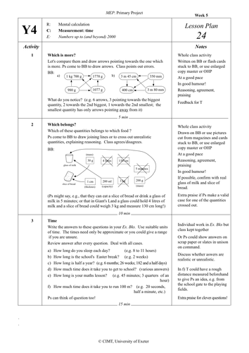 Yr 4 Time : Lesson 24