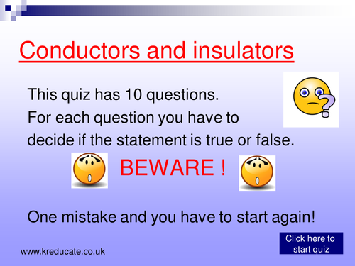 Conductors and insulators quiz