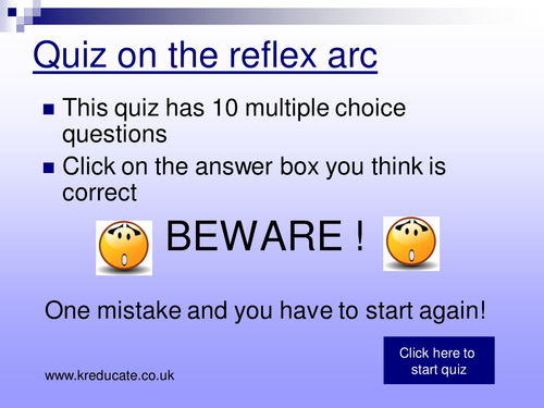 Reflex arc quiz