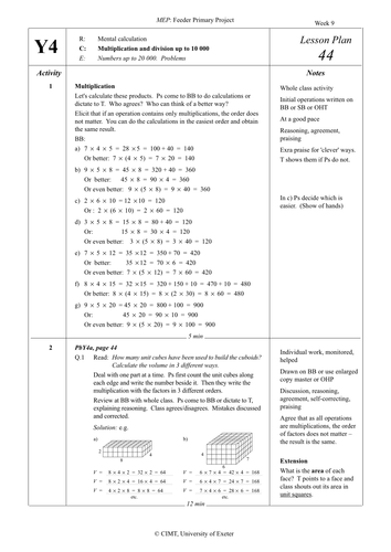 Yr 4 Calculation : Lesson 44