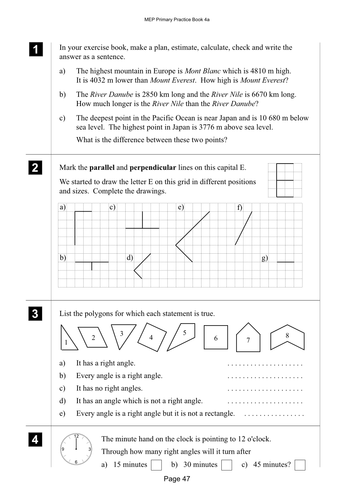 Yr 4 Shape and Space : Lesson 47