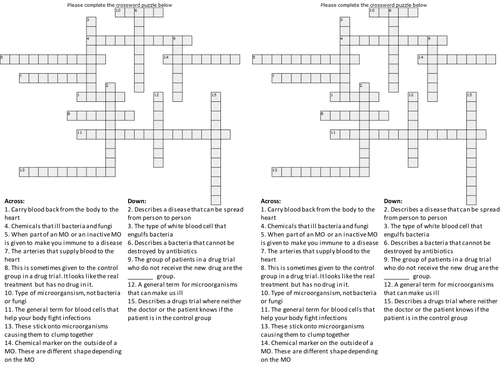 B2 OCR - Keyword revision crossword