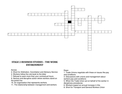 Industrial Relations Crossword