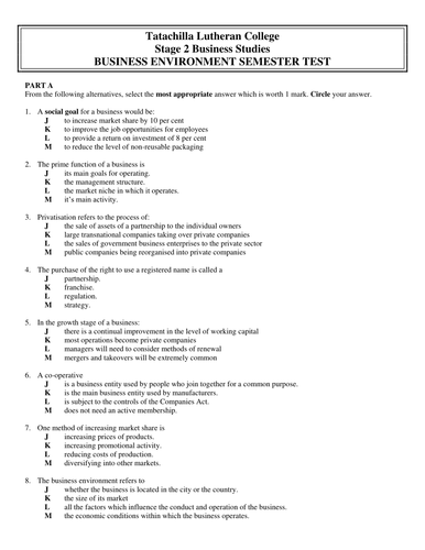 Business Environment Test