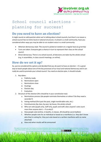 School council elections - planning for success!