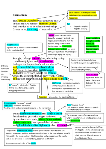 Harmonium - Simon Armitage: Analysed and Annotated