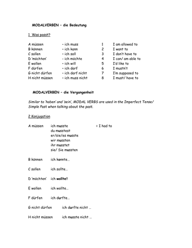 Modal Verbs in the Imperfect