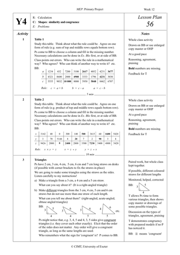 Yr 4 Shape : Lesson 56
