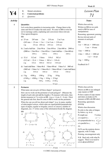 Yr 4 Problem Solving : Lesson 71