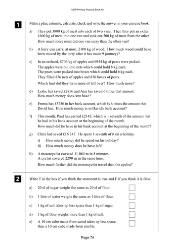Yr 4 Problem Solving : Lesson 74