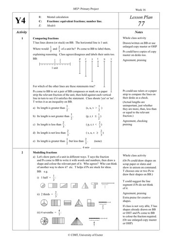 Yr 4 Fractions : Lesson 77