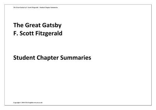 The Great Gatsby: Keeping Track - Plot