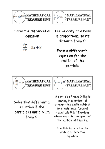 Differential Equations Treasure Hunt game C4/M2