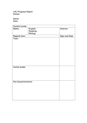 LAC Progress report blank copy.