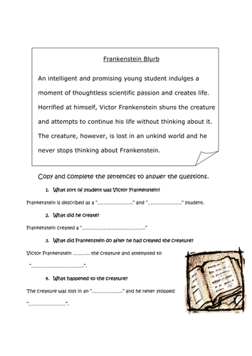 Blurb Analysis (Frankenstein by Mary Shelley)