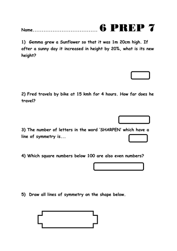 yr 6 maths prephomework teaching resources