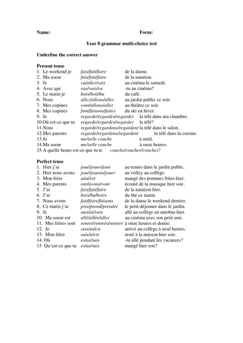 Multiple-choice grammar test