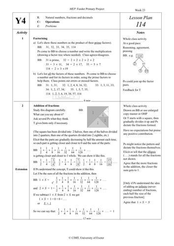 Yr 4 Problem Solving : Lesson 114
