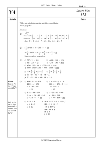 Yr 4 Revision : Lesson 115