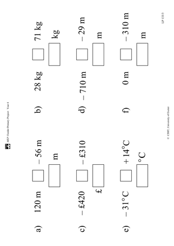 Yr 4 Negative Numbers : Lesson 133