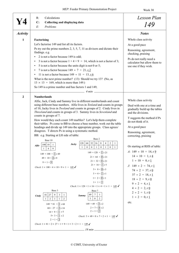 Yr 4 Handling Data : Lesson 149