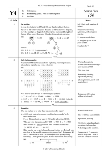 Yr 4 Probability : Lesson 156