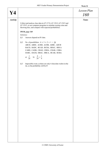 Yr 4 Handling Data : Lesson 160
