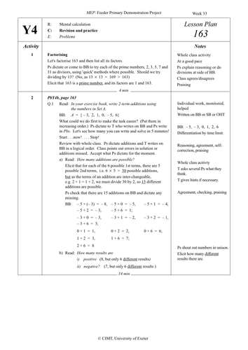 Yr 4 Calculation : Lesson 163