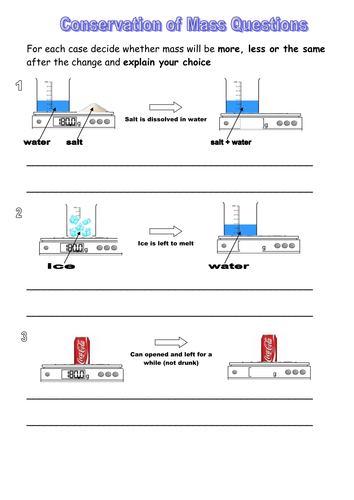 Conservation of mass worksheet