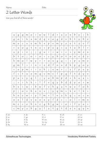 2 Letter Word Wordsearch Teaching Resources