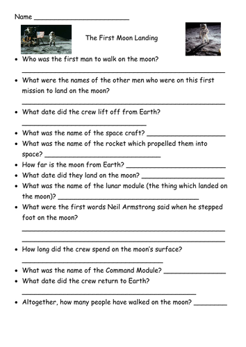 Questions About The First Moon Landing To Research Teaching Resources