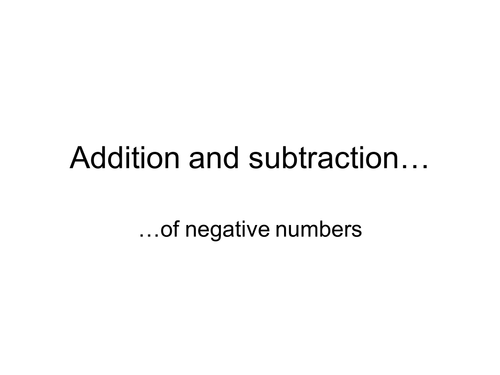 Addition/subtraction of negative numbers